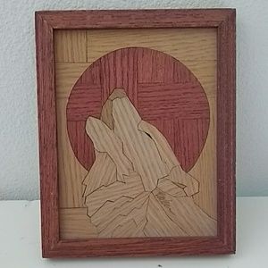 Howlin Wolf moon hardwood inlay framed picture